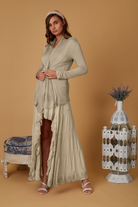 AMA CARDIGAN IN TAUPE FROM SCANDAL ITALY