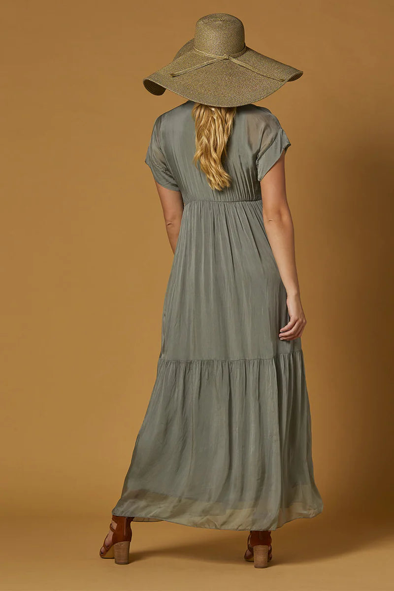 ARUBA SILK DRESS BY SCANDAL ITALY SAGE GREEN