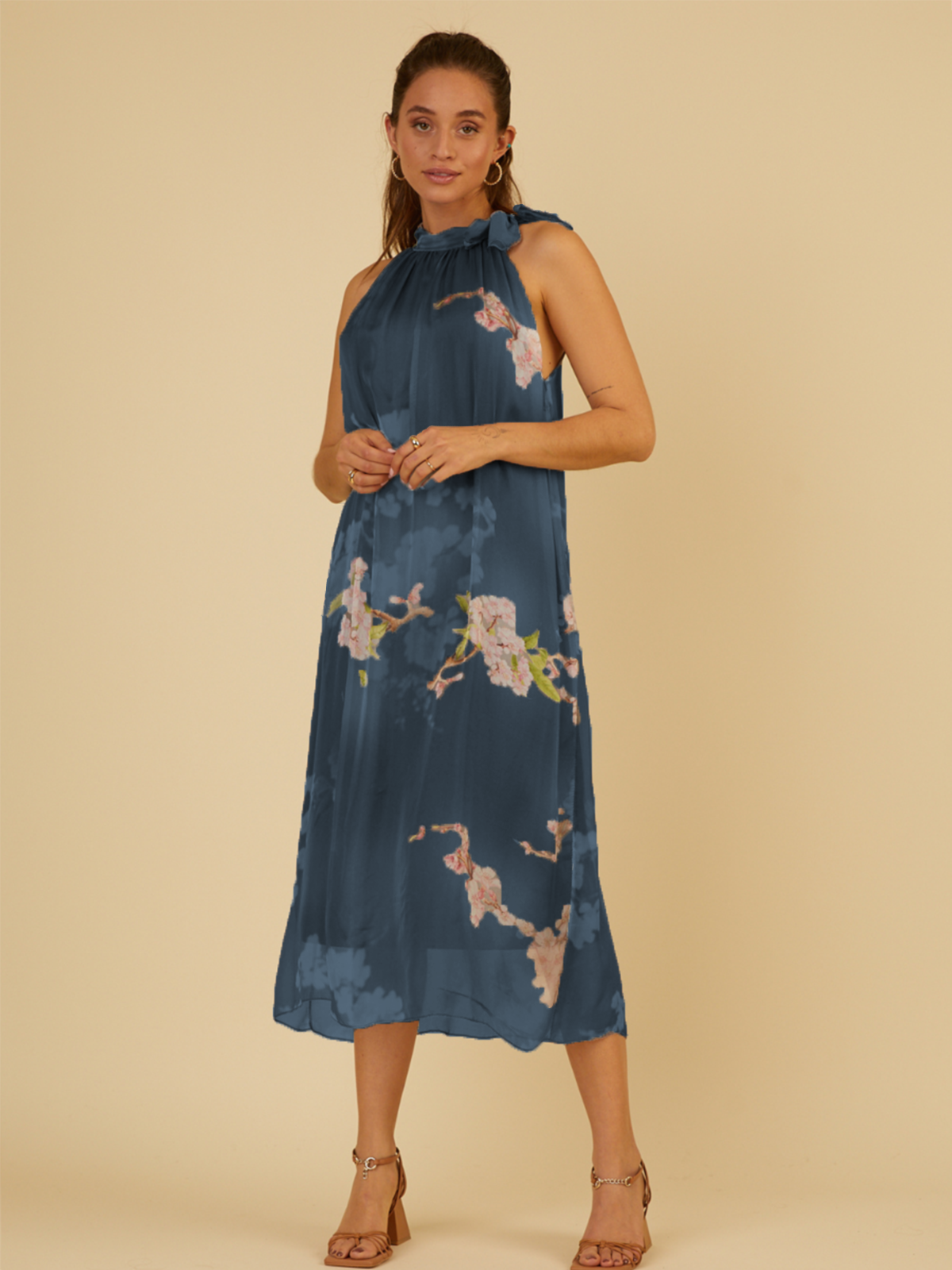 SCANDAL ITALY BLUE SUMMER FLOWER DRESS