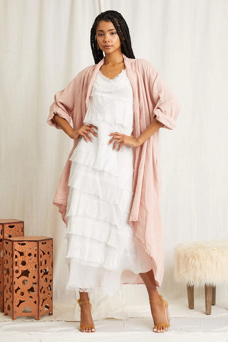 CALISTO PINK DUSTER CARDIGAN BY SCANDAL ITALY