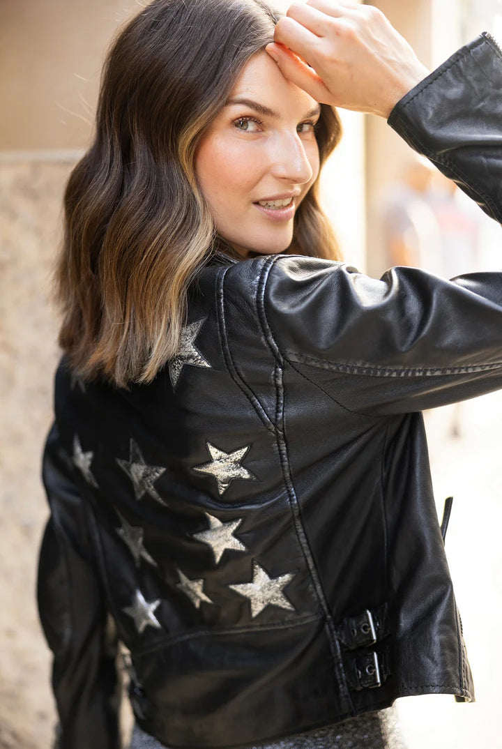 SILVER STAR MAURITIUS CHRISTY RF LEATHER JACKET HOLOGRAPHIC
