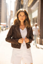 FANNY RF DARK BROWN LEATHER JACKET BY MAURITIUS