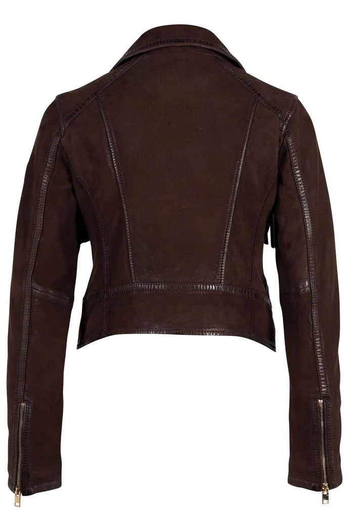 FANNY RF DARK BROWN LEATHER JACKET BY MAURITIUS