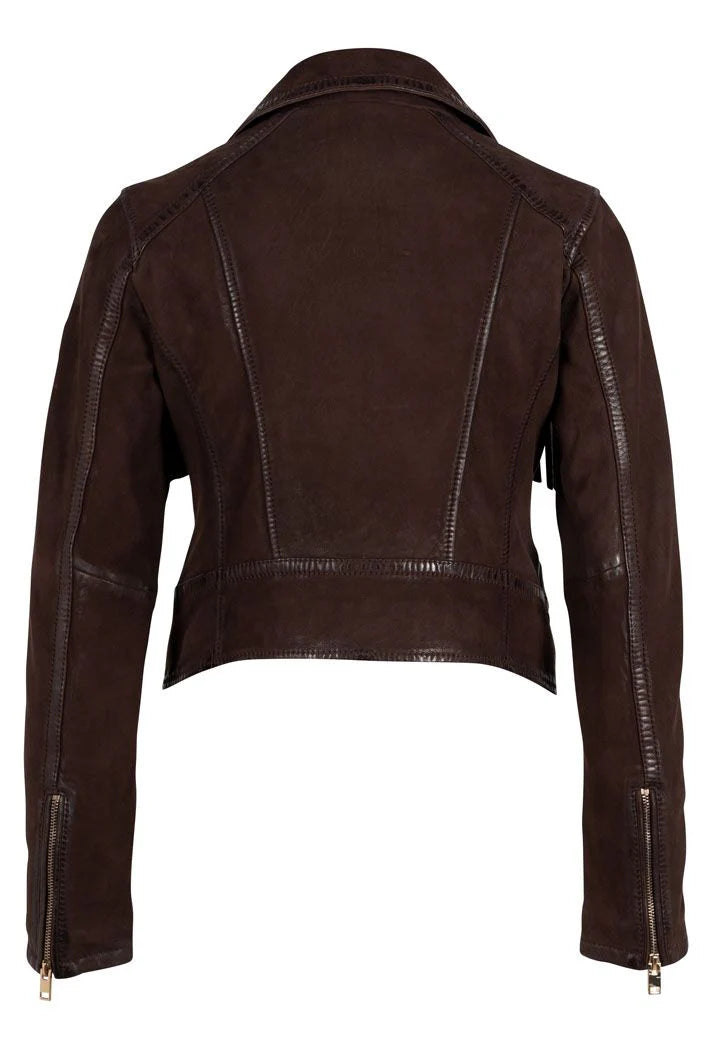 FANNY RF DARK BROWN LEATHER JACKET BY MAURITIUS