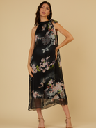 SCANDAL ITALY BLACK SUMMER FLOWER DRESS