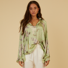 IBIZA BLACK SILKY BLOUSE IN GREEN