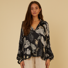 IBIZA BLACK SILKY BLOUSE IN BLACK