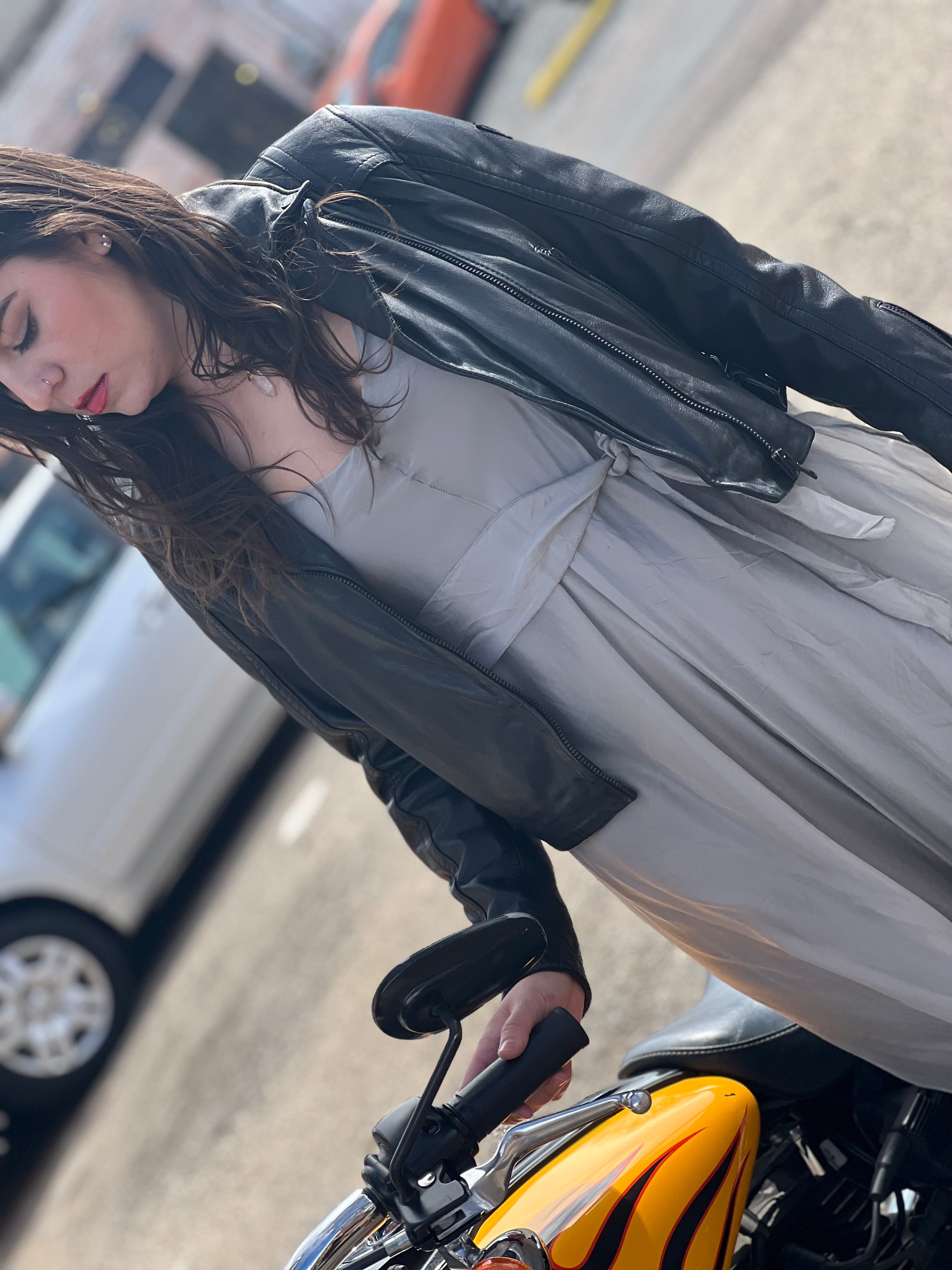 MAURITIUS BITA RF SHORT BLACK LEATHER MOTO JACKET