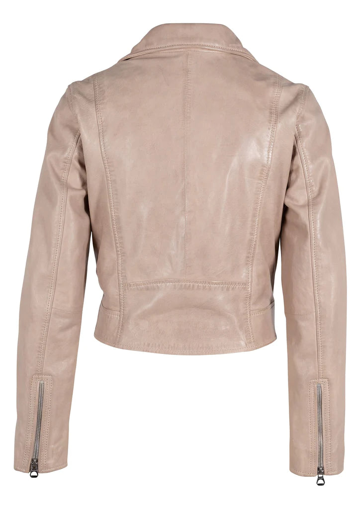 Mauritius Julene RF Short Beige Leather Moto Jackets