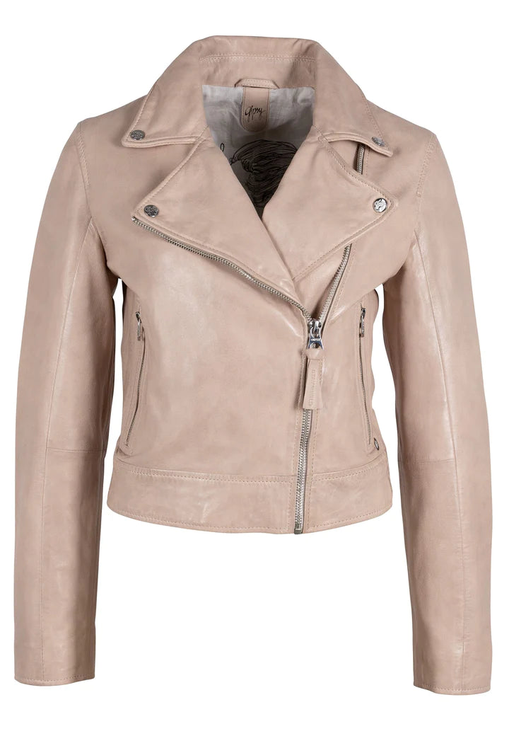 Mauritius Julene RF Short Beige Leather Moto Jackets