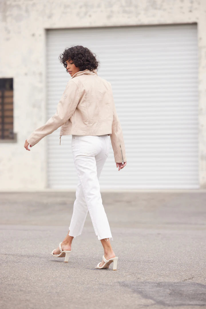 Mauritius Julene RF Short Beige Leather Moto Jackets
