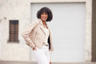 Mauritius Julene RF Short Beige Leather Moto Jackets