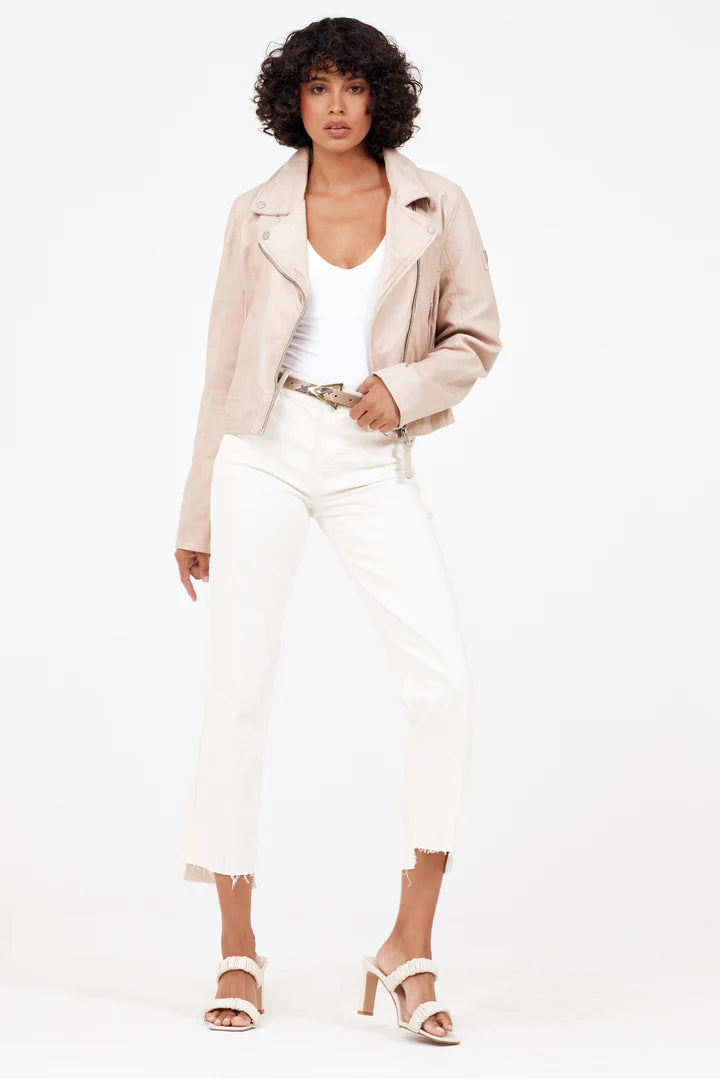 Mauritius Julene RF Short Beige Leather Moto Jackets