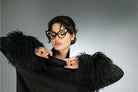 NUVULA MONGOLIAN CUFF SWEATER IN BLACK