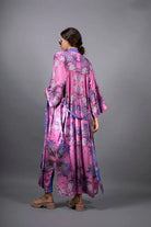 NUVULA CROCUS PINK FLORAL LONG SATIN KIMONO