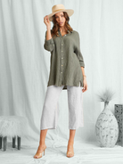 SCANDAL ITALY PICNIC LINEN PANT IN WHITE
