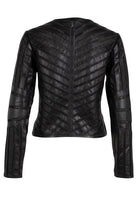 MAURITIUS TILA RF BLACK LEATHER JACKET WITH SHEER DETAIL