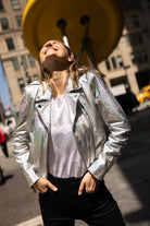 HOLOGRAPHIC ADENI RF LEATHER JACKET