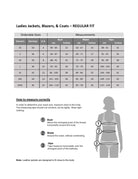 Mauritius Julene RF Short Beige Leather Moto Jackets Size Chart