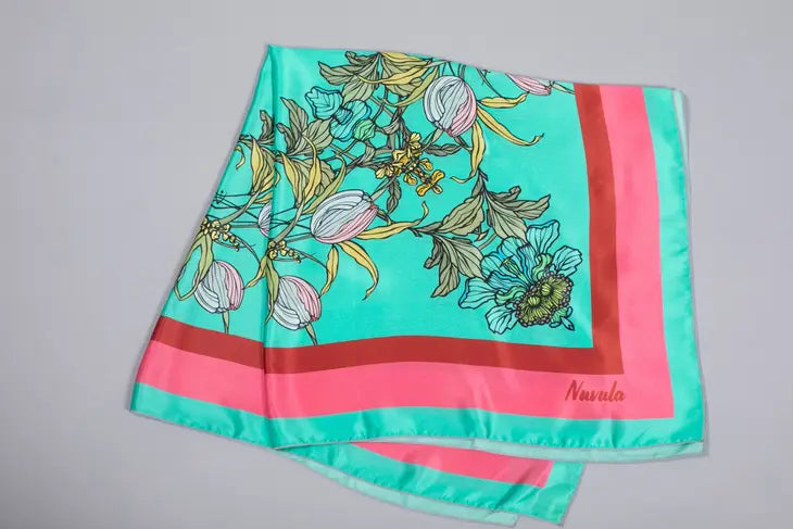 NUVULA CROCUS AQUAMARINE SILK SCARF