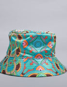 PSYCHEDELIC CROSSES AND STARS TEAL BUCKET HAT