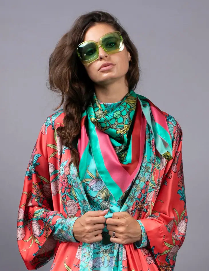 NUVULA CROCUS AQUAMARINE SILK SCARF