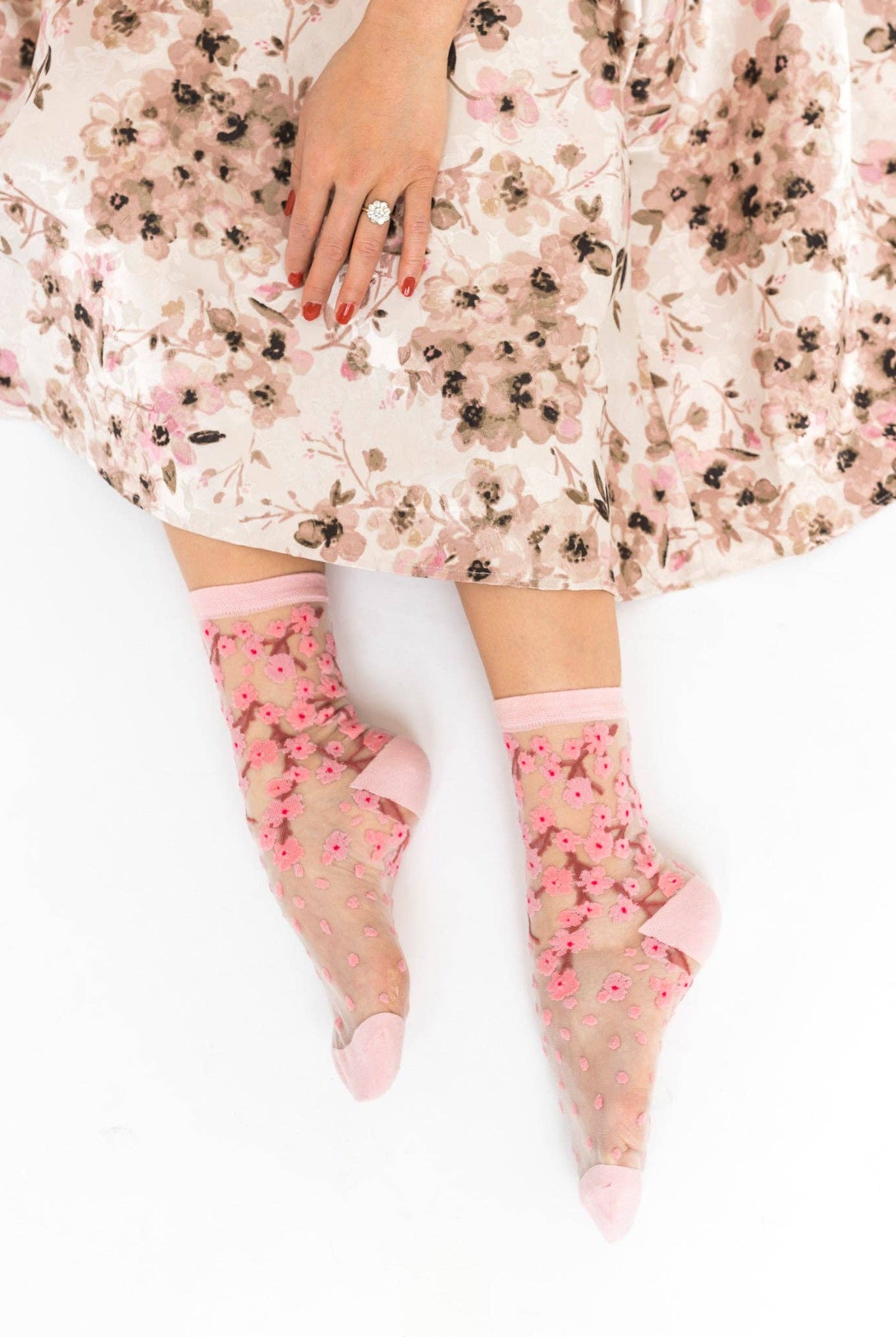 CHERRY BLOSSOM SHEER CREW SOCK BY SOCK CANDY