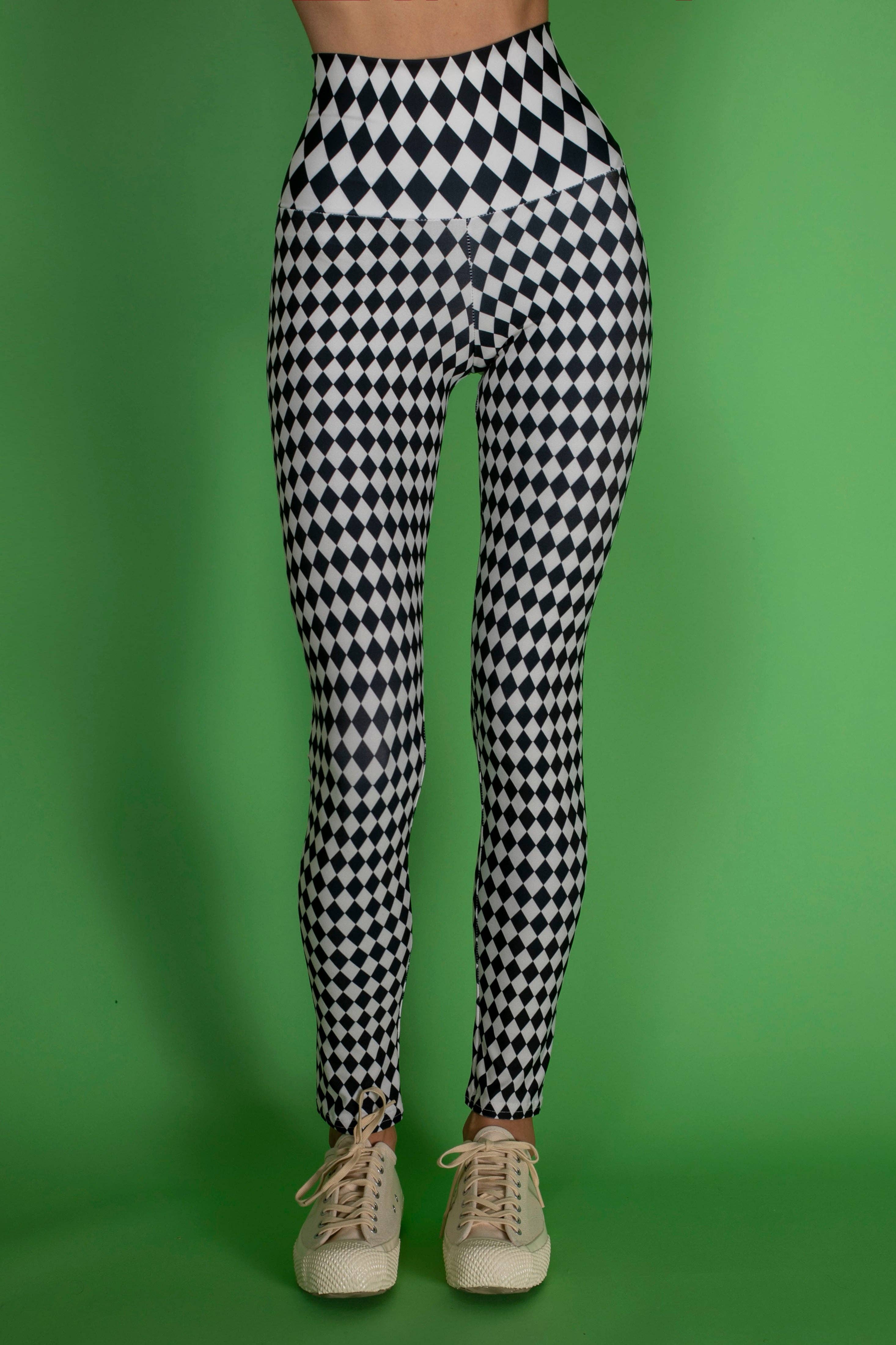 NUVULA QUEEN CHECKERED BLACK AND WHITE LEGGINGS