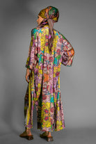 GOLDEN FLORAL SATIN KIMONO ROBE BY NUVULA