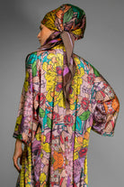 GOLDEN FLORAL SATIN KIMONO ROBE BY NUVULA