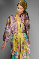 GOLDEN FLORAL SATIN KIMONO ROBE BY NUVULA
