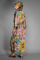 GOLDEN FLORAL SATIN KIMONO ROBE BY NUVULA