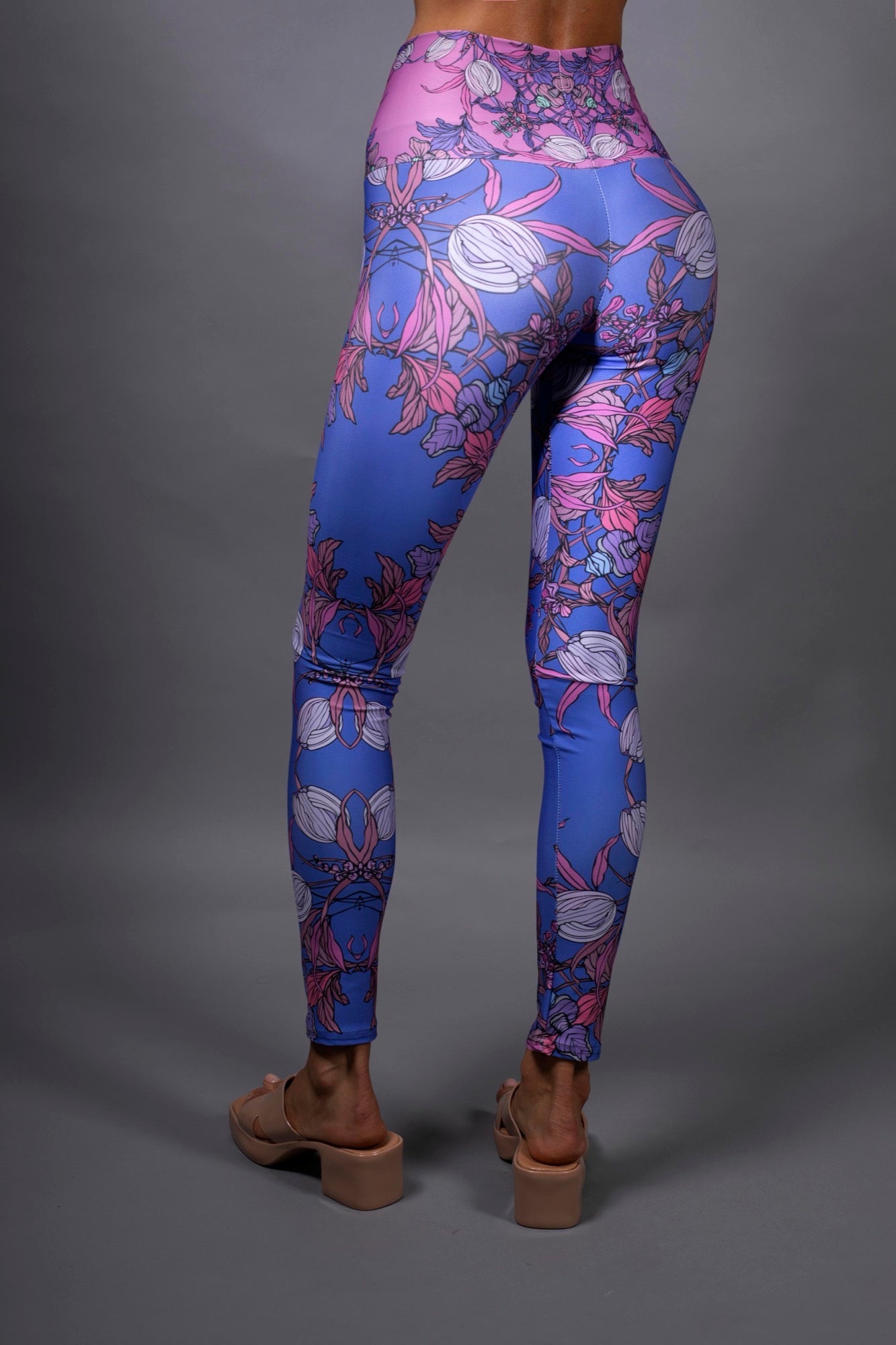 CROCUS PINK FLORAL SATIN LEGGINGS BY NUVULA