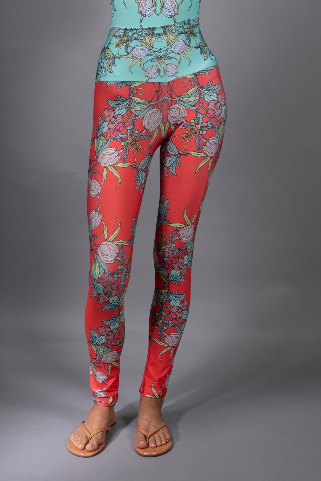 CROCUS RED AND AQUA LEGGINGS BY NUVULA