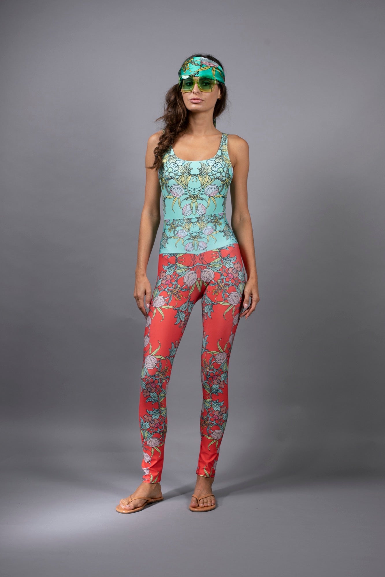 CROCUS RED AND AQUA LEGGINGS BY NUVULA