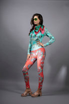 CROCUS RED AND AQUA LEGGINGS BY NUVULA