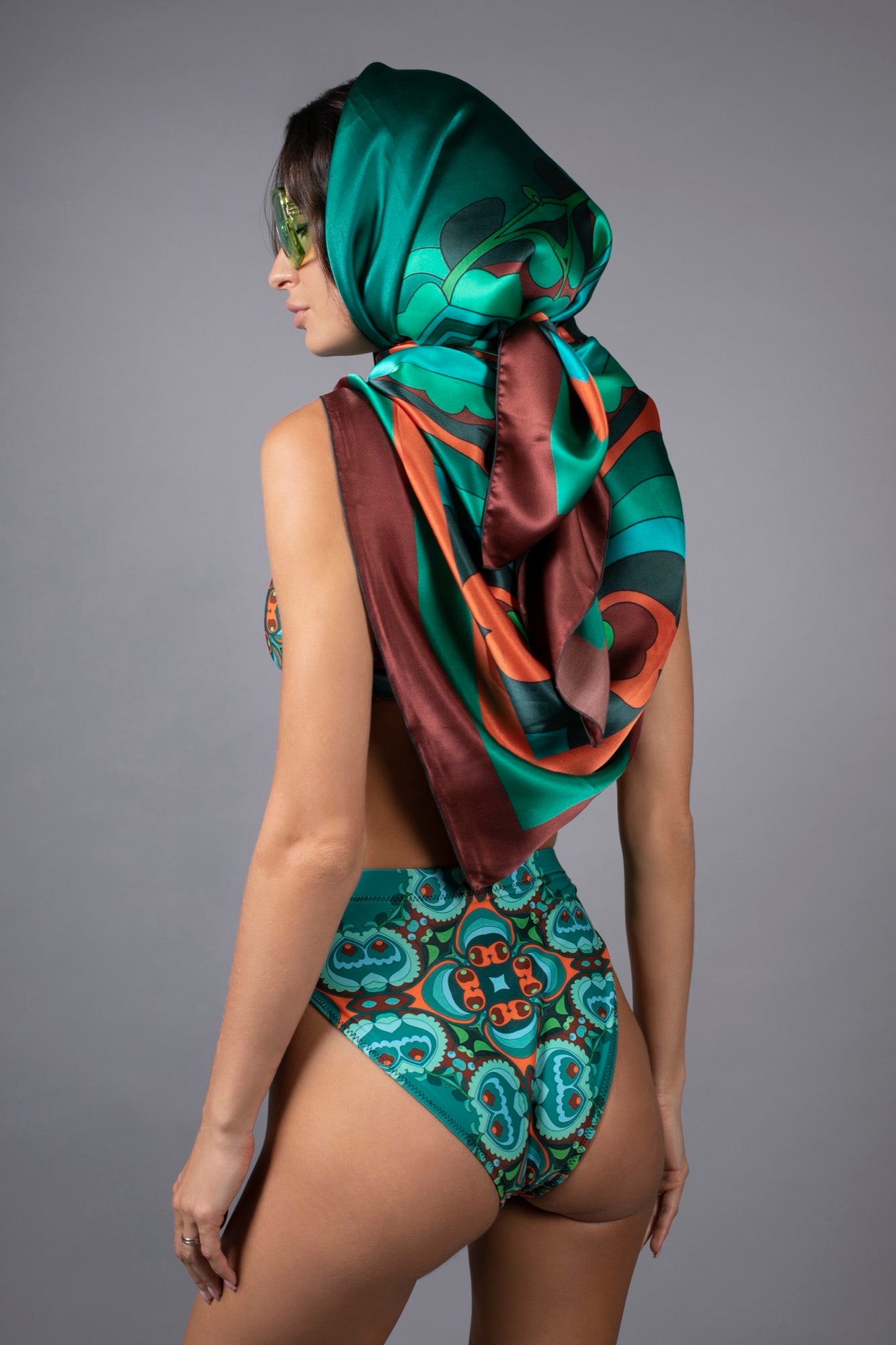 NUVULA PSILOCYBIN TEAL AND ORANGE BIKINI SET