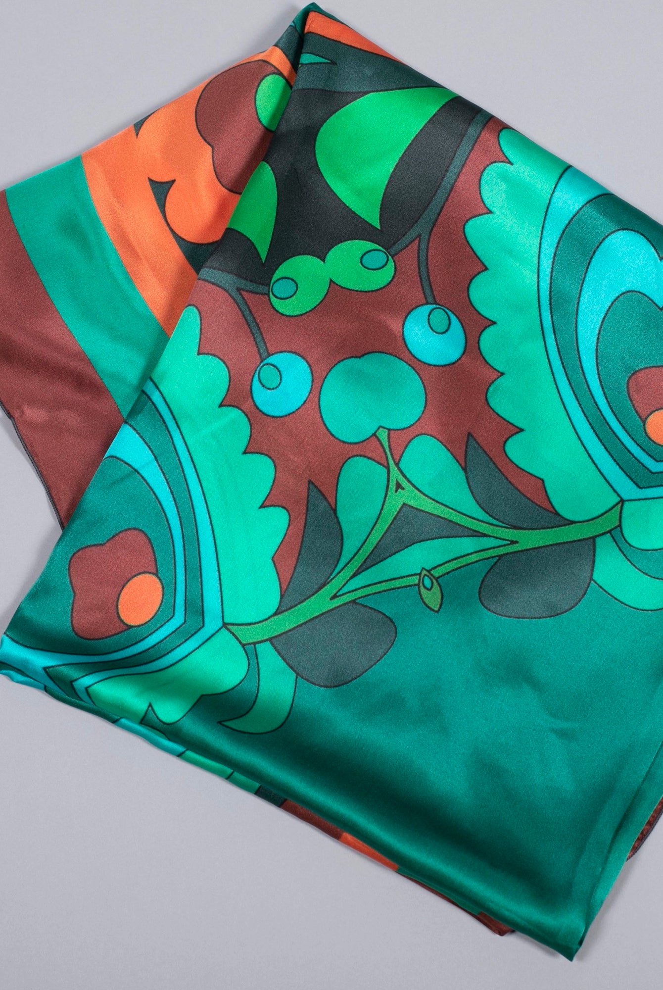 NUVULA PSILOCYBIN TEAL AND ORANGE SILK SCARF