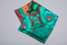 NUVULA PSILOCYBIN TEAL AND ORANGE SILK SCARF
