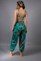 NUVULA PSILOCYBIN TEAL AND ORANGE HAREM PANTS