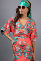 CROCUS RED FLORAL PRINT TUNIC DRESS BY NUVULA