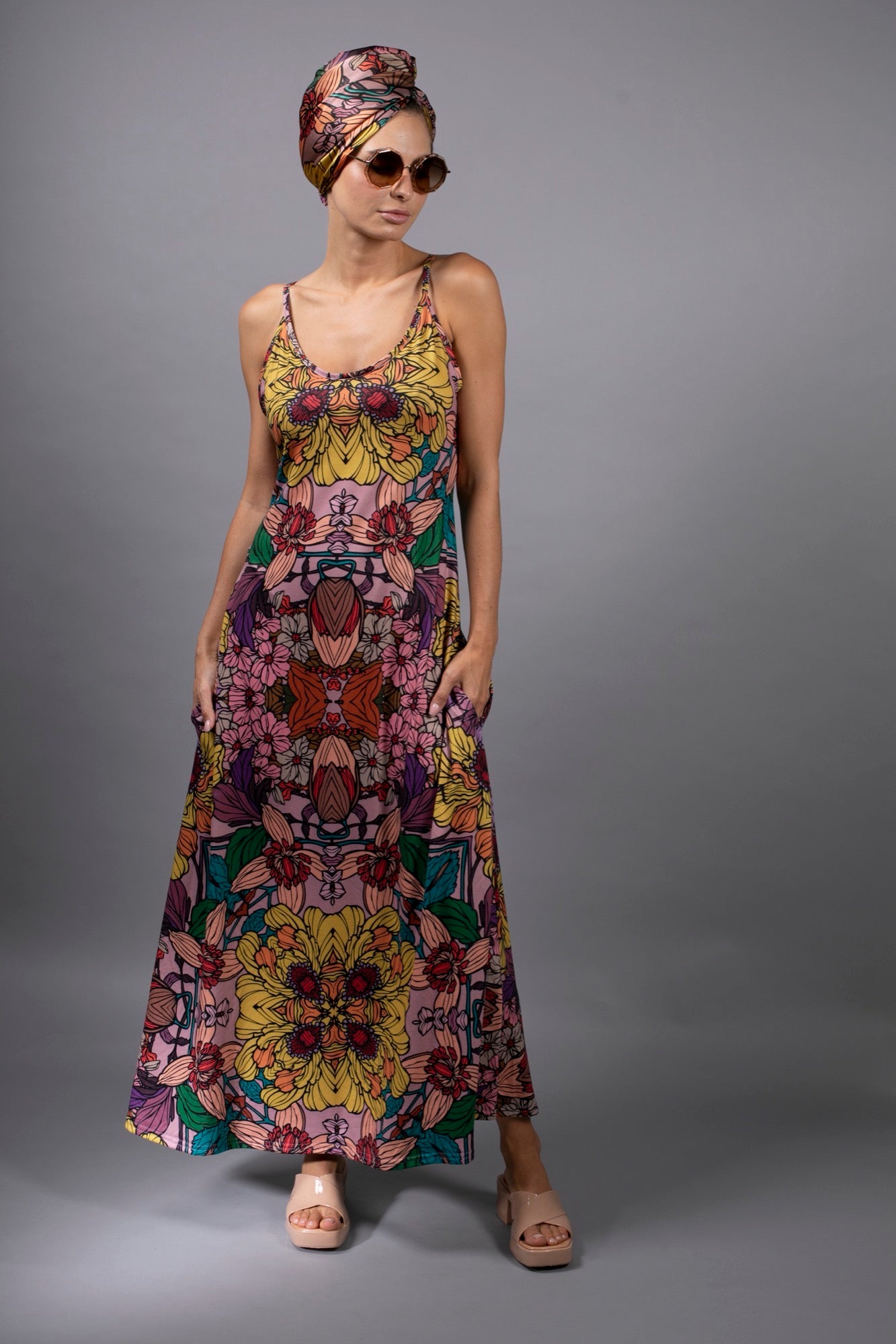 Golden Garden Slip Maxi Dress
