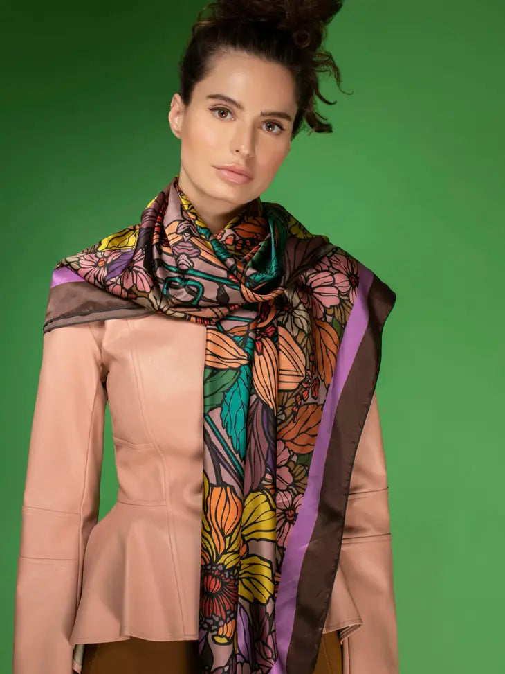 NUVULA GOLDEN GARDEN SILK SCARF