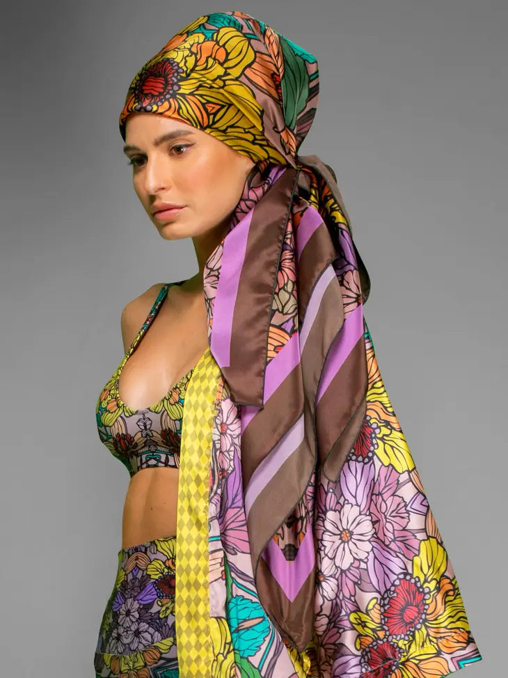 NUVULA GOLDEN GARDEN SILK SCARF