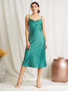 EMERY SLIP DRESS IN EMERALD GREEN