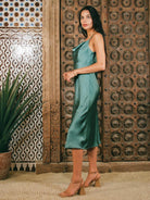 EMERY SLIP DRESS IN EMERALD GREEN