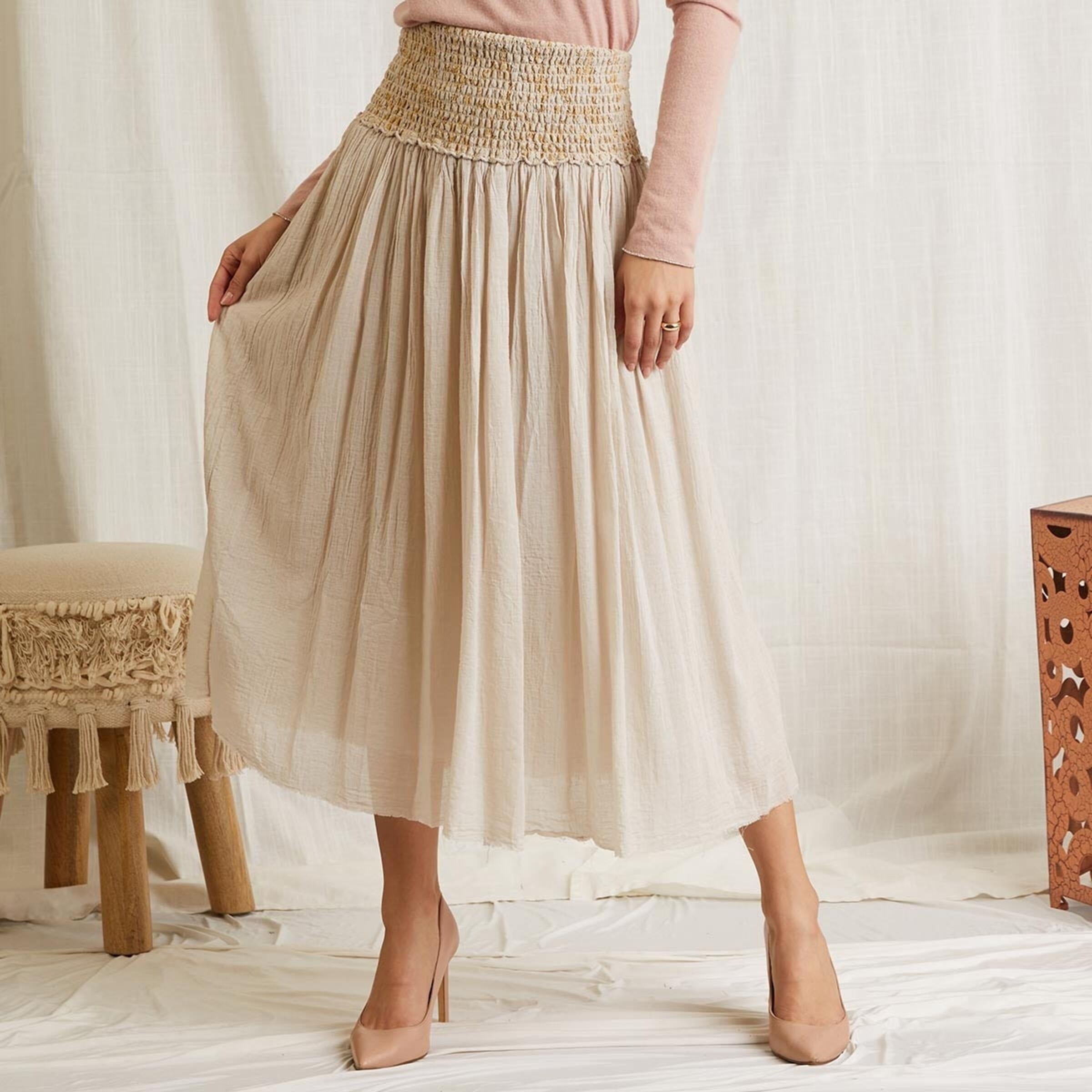 RAELYN SKIRT IN BEIGE BY SCANDAL ITALY