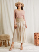 RAELYN SKIRT IN BEIGE BY SCANDAL ITALY
