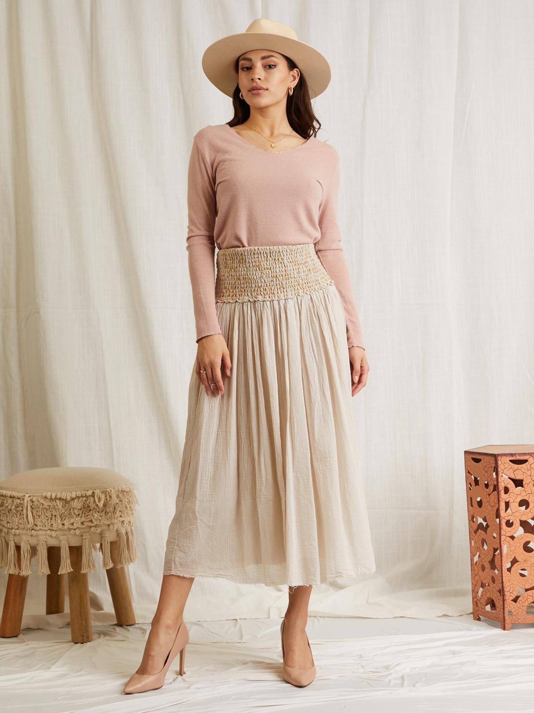 RAELYN SKIRT IN BEIGE BY SCANDAL ITALY