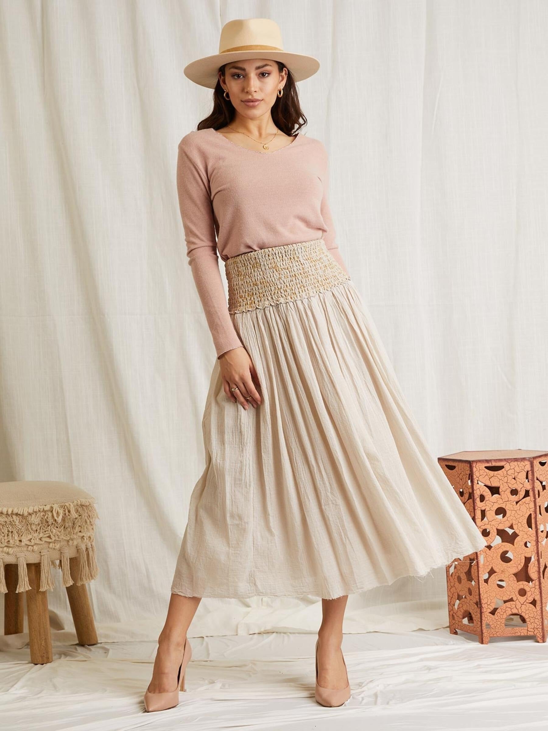 RAELYN SKIRT IN BEIGE BY SCANDAL ITALY